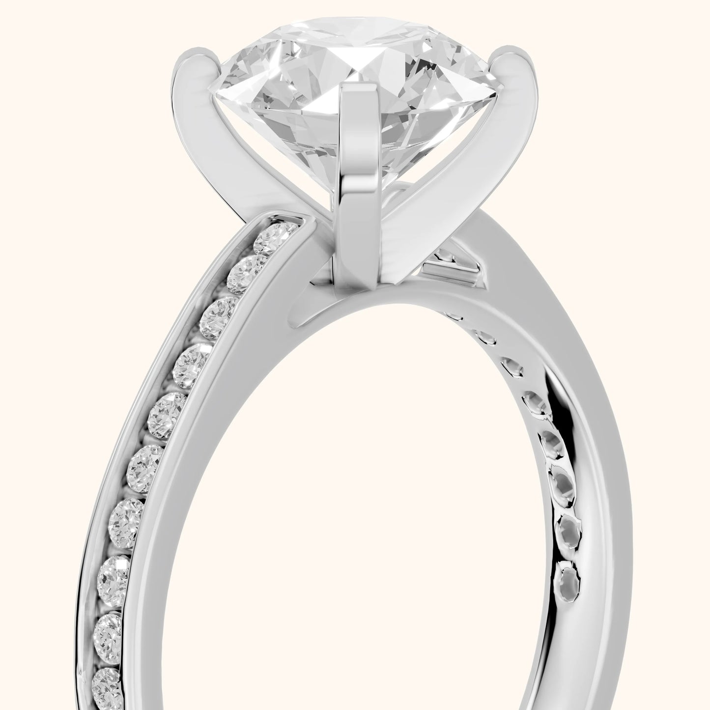 Tessa Solitaire Channel Set Round Diamond Engagement Ring in White Gold - slant-view.webp