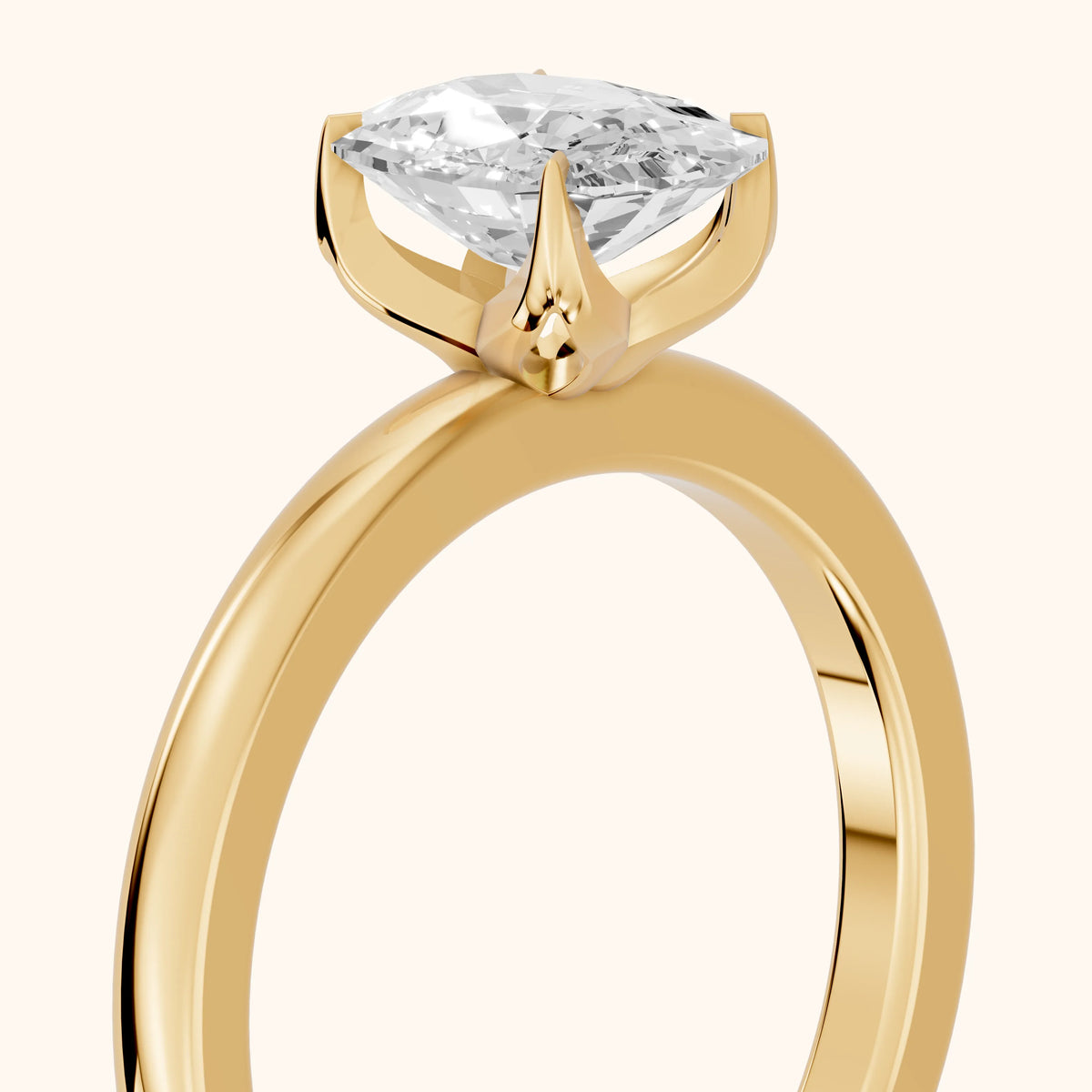 Serena Blossom Solitaire Cushion Diamond Engagement Ring in Yellow Gold - slant-view.webp