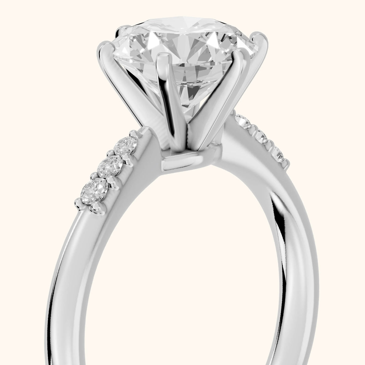 Aveline Flush-Set Round Diamond Engagement Ring in Platinum - slant-view.webp