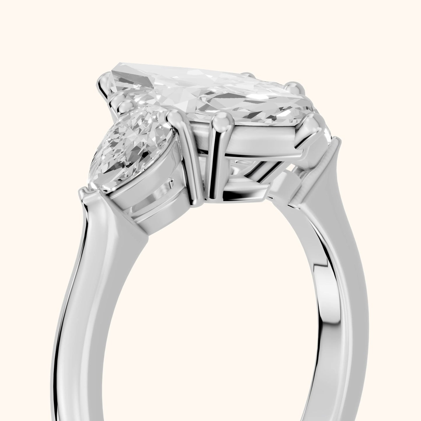 Mirabel Three-Stone Marquise Diamond Engagement Ring in Platinum - slant-view.webp