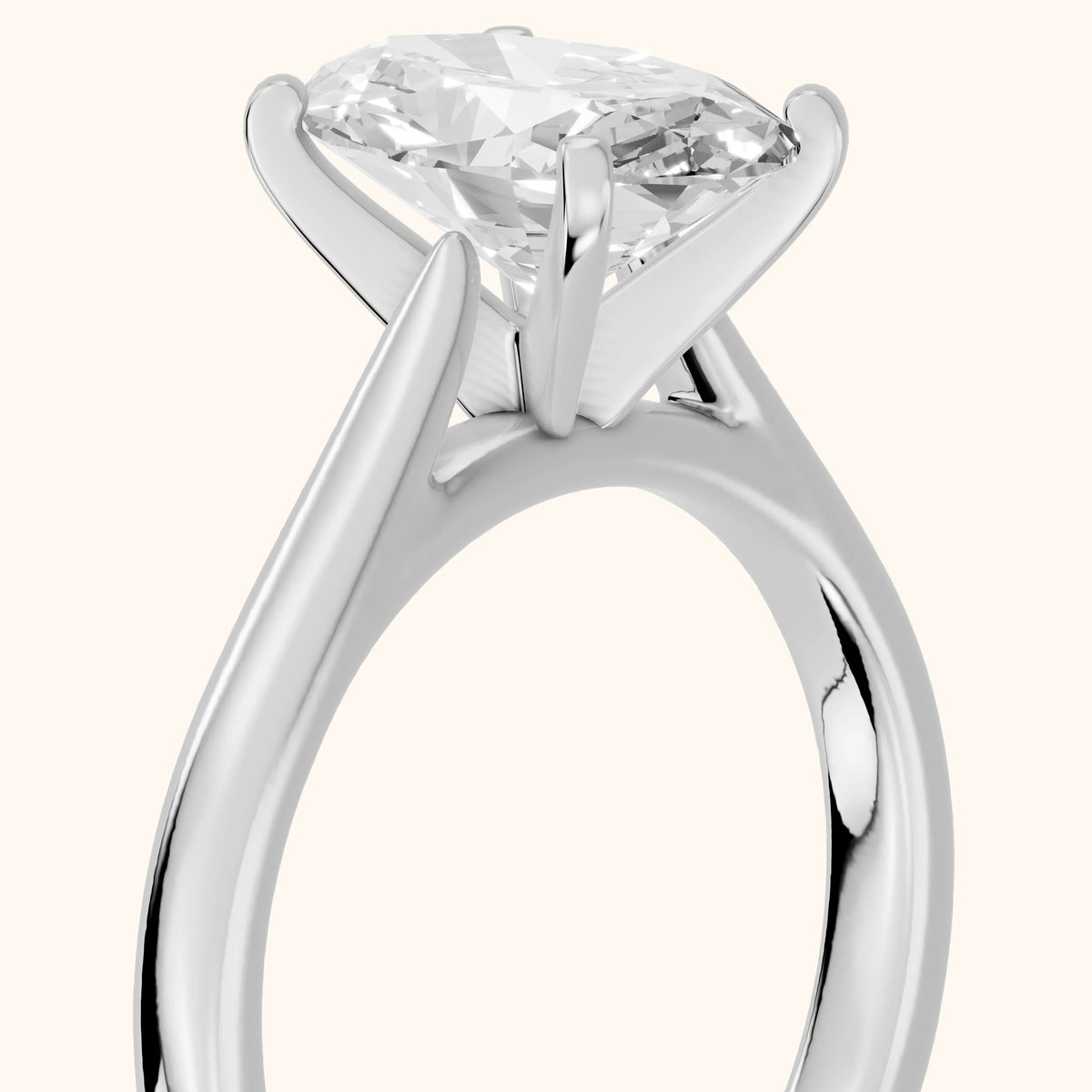Enid Solitaire Cathedral Oval Diamond Engagement Ring in Platinum - slant-view.webp