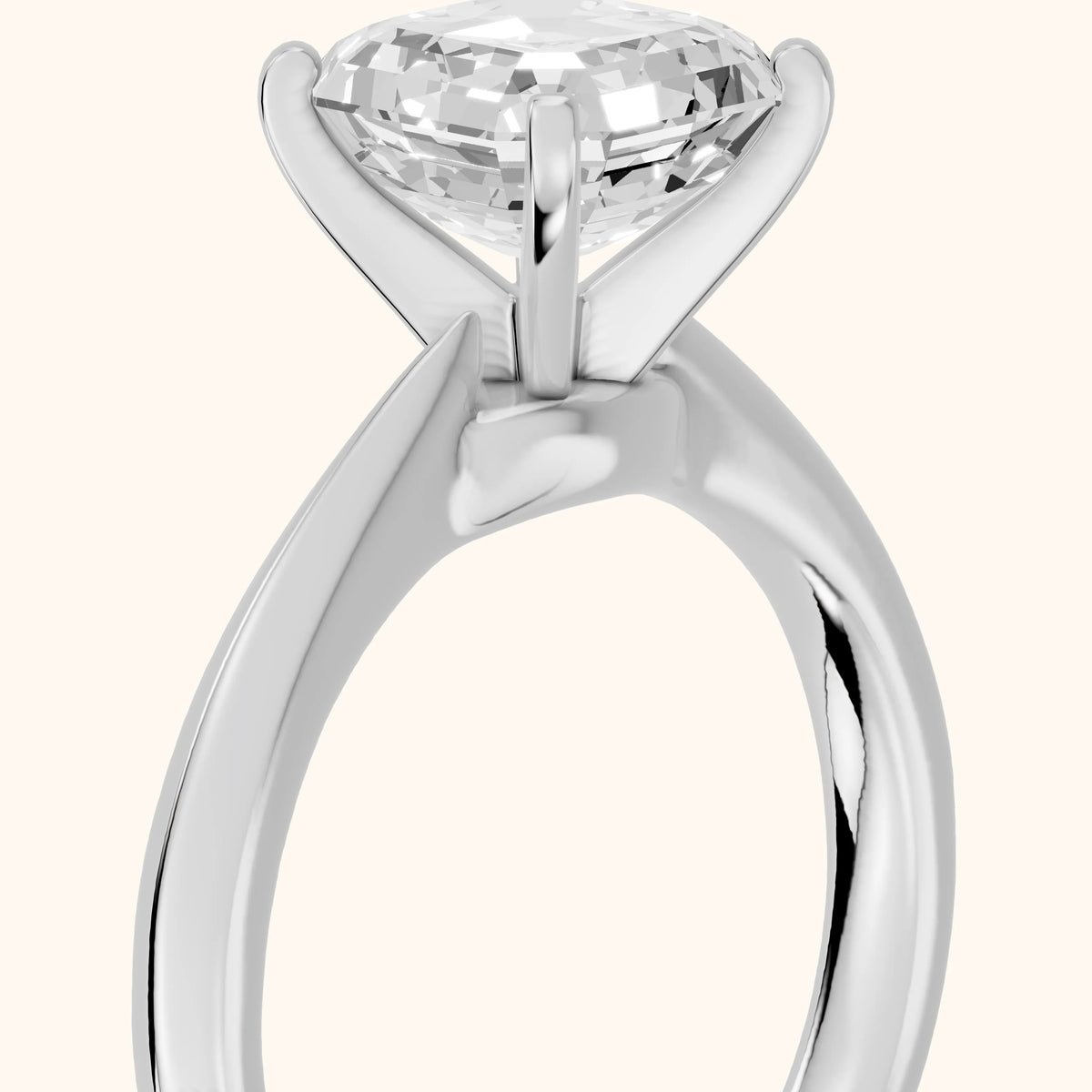 Arlette Solitaire Knife Edge Asscher Diamond Engagement Ring in Silver - slant-view.webp