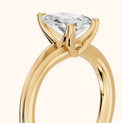 Neve Solitaire Split Shank Pear Diamond Engagement Ring in Yellow Gold - slant-view.webp