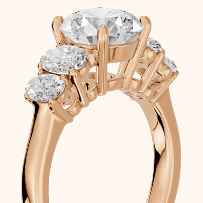 Kathy Graduated Five-Stone Round Diamond Engagement Ring in Rose Gold - slant-view.webp