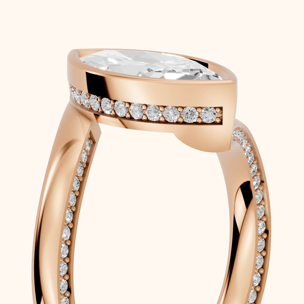 Marigold Bezel Bypass Marquise Diamond Engagement Ring in Rose Gold - slant-view.webp