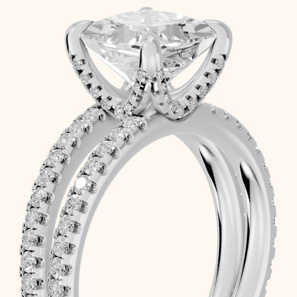 Briony Hidden Halo Split Shank Princess Diamond Engagement Ring in Silver - slant-view.webp