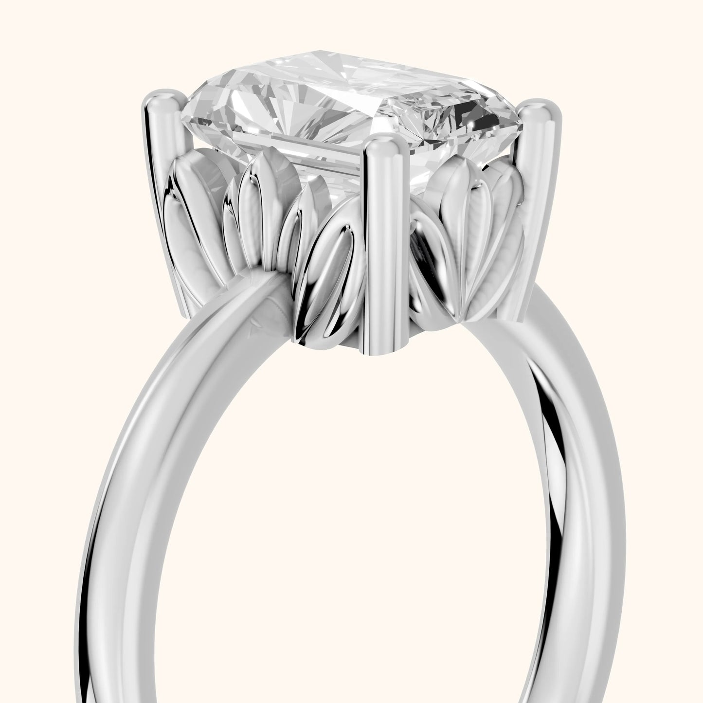 Radiant Cut Lab Grown Diamond Engagement Ring in Platinum