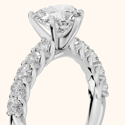 Heloise Statement Pavé Heart Diamond Engagement Ring in Platinum - slant-view.webp