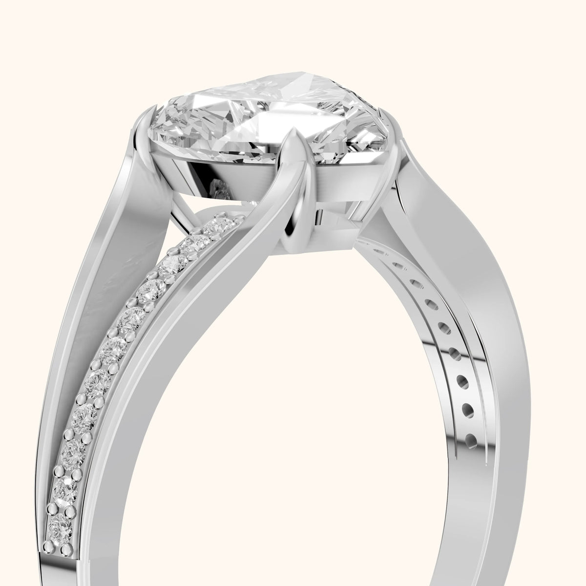 Lucinda Split Shank Heart Diamond Engagement Ring in Platinum - slant-view.webp