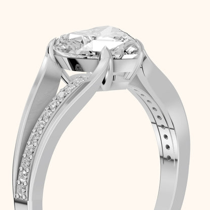 Lucinda Split Shank Heart Diamond Engagement Ring in Platinum - slant-view.webp