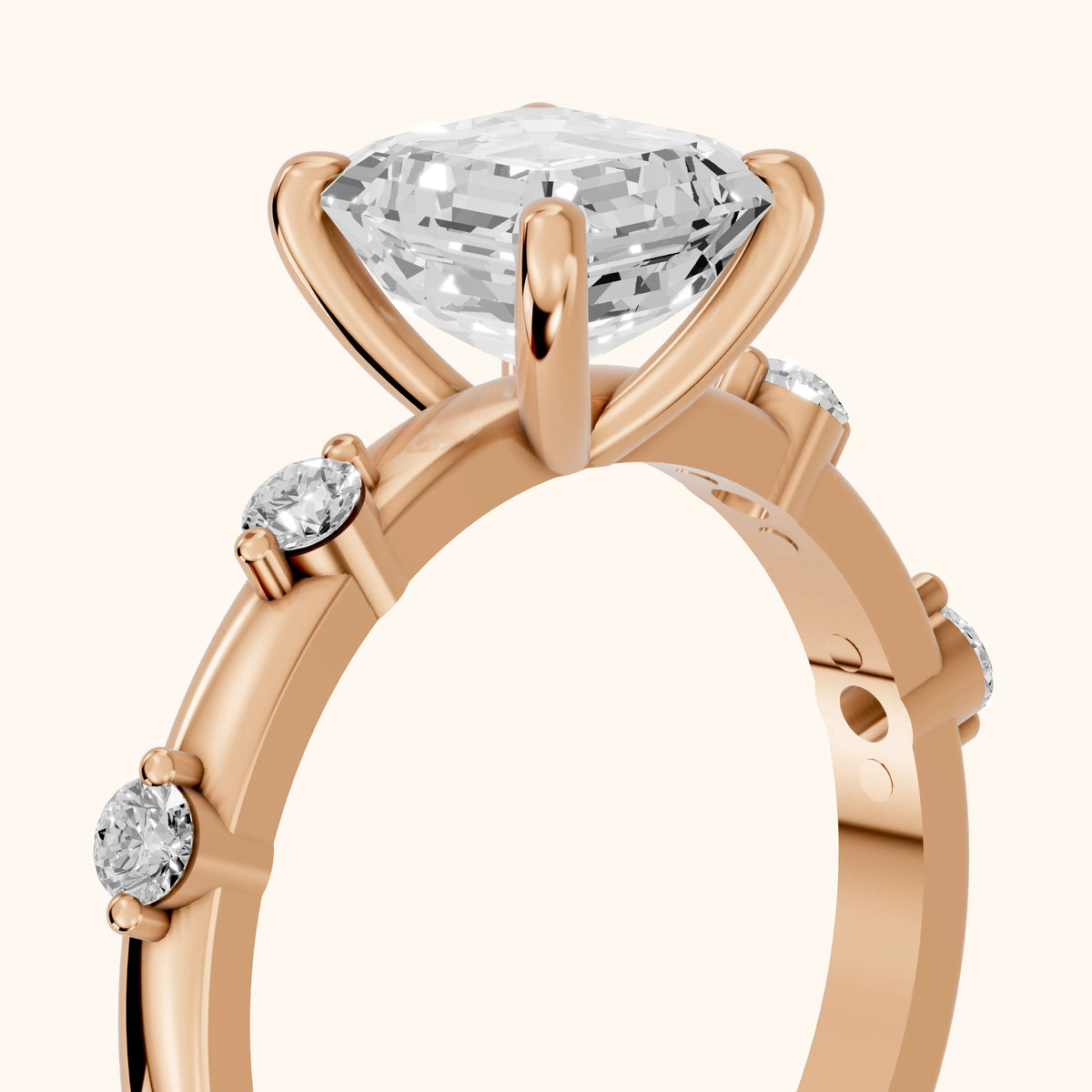 Elena Radiance Solitaire Asscher Diamond Engagement Ring in Rose Gold - slant-view.webp