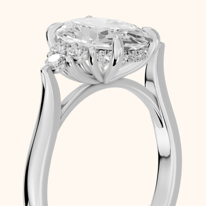 Anya Sidestone Cluster Oval Diamond Ring in Platinum - slant-view.webp