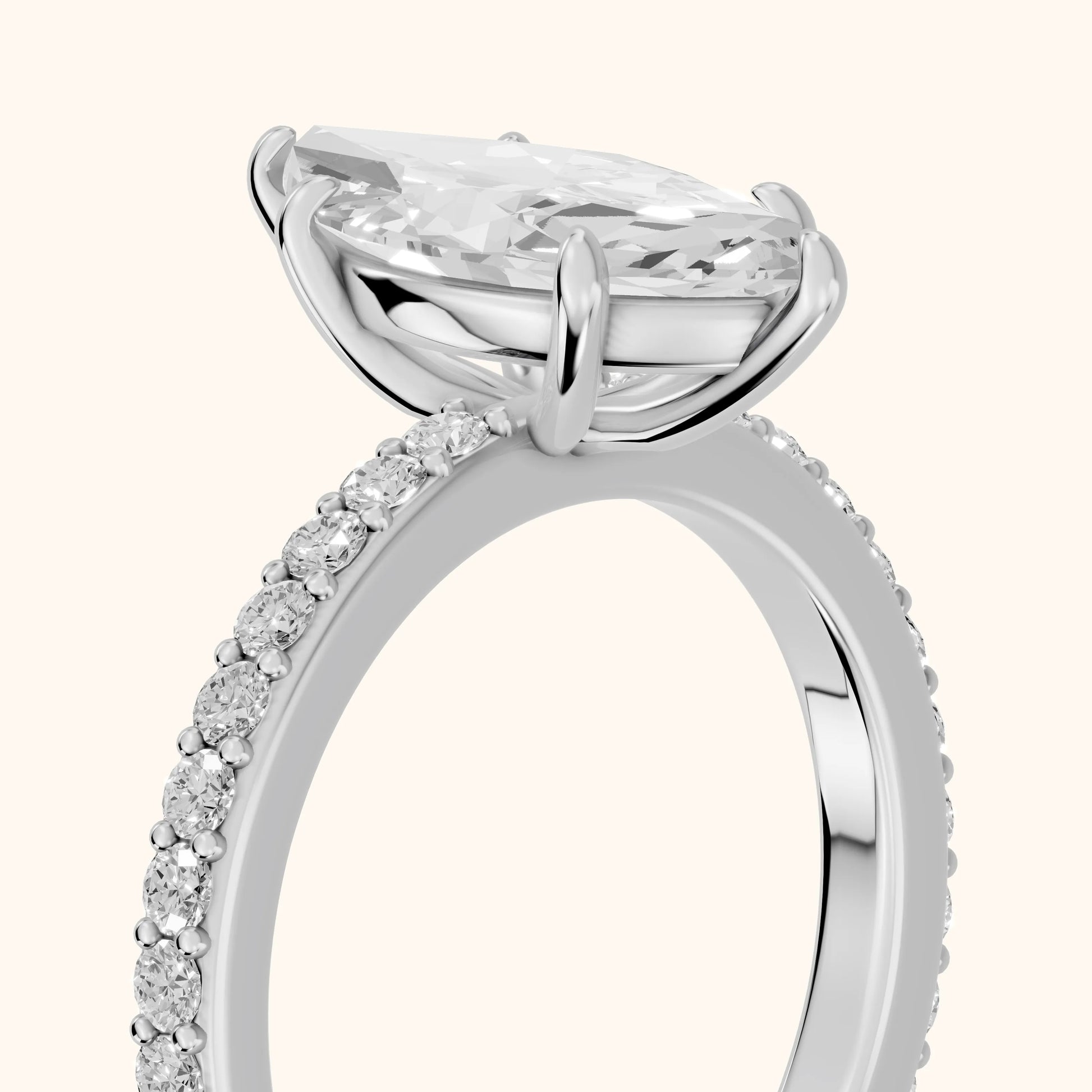 Aisha Pavé Solitaire Marquise Diamond Engagement Ring in White Gold - slant-view.webp