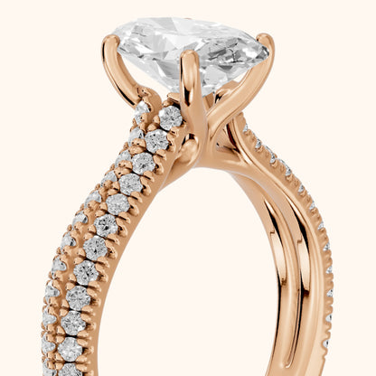 Ottilie Split Shank Pavé Oval Diamond Engagement Ring in Rose Gold - slant-view.webp
