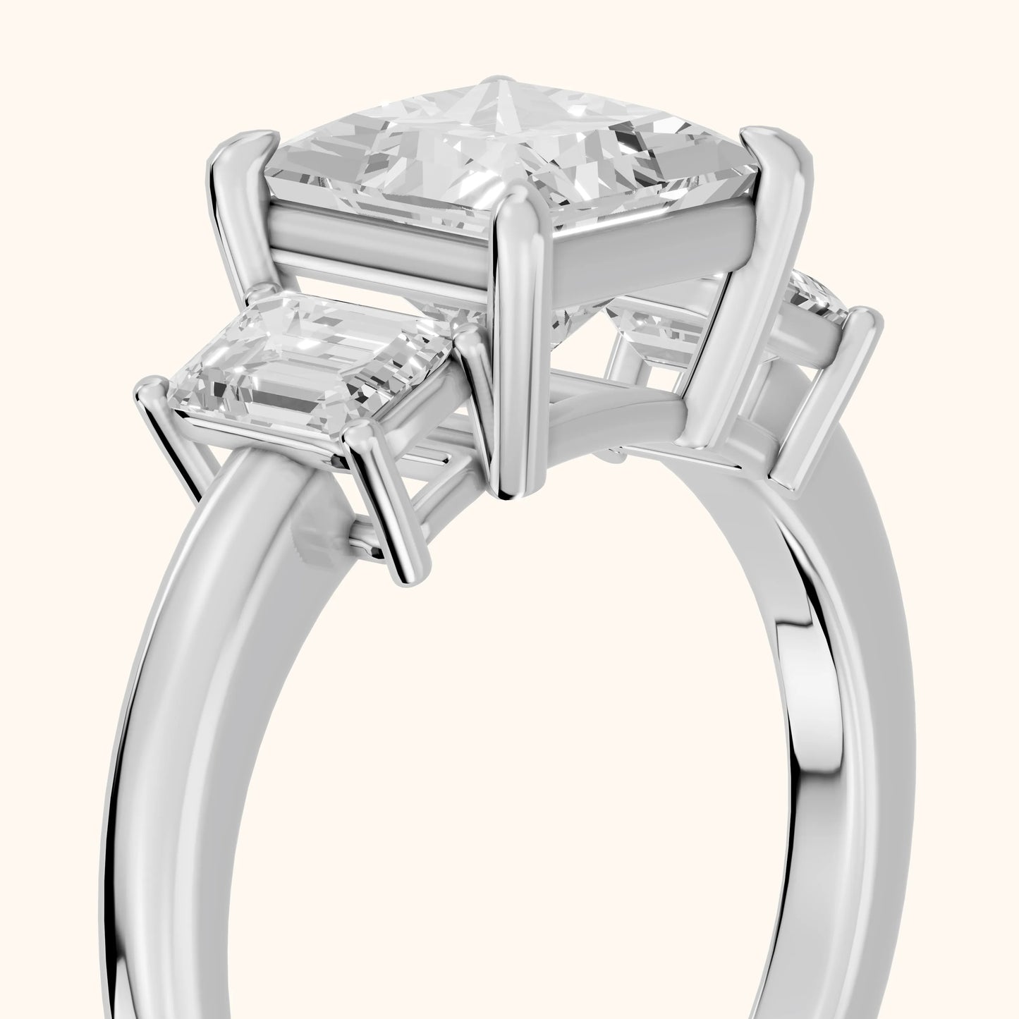Zoe Three-Stone Princess Diamond Ring in White Gold - slant-view.webp