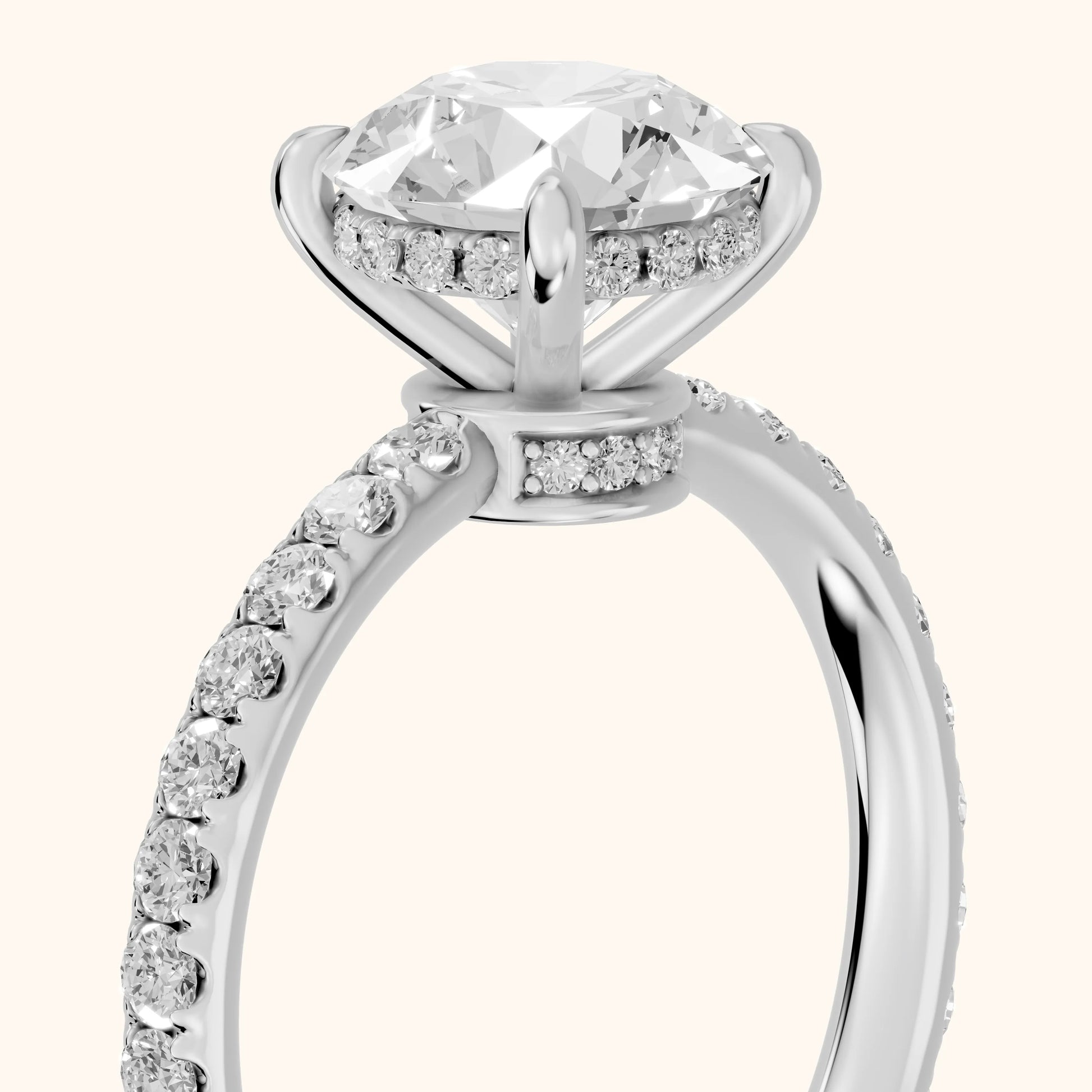 Thea Hidden Halo Pavé Round Diamond Engagement Ring in White Gold - slant-view.webp