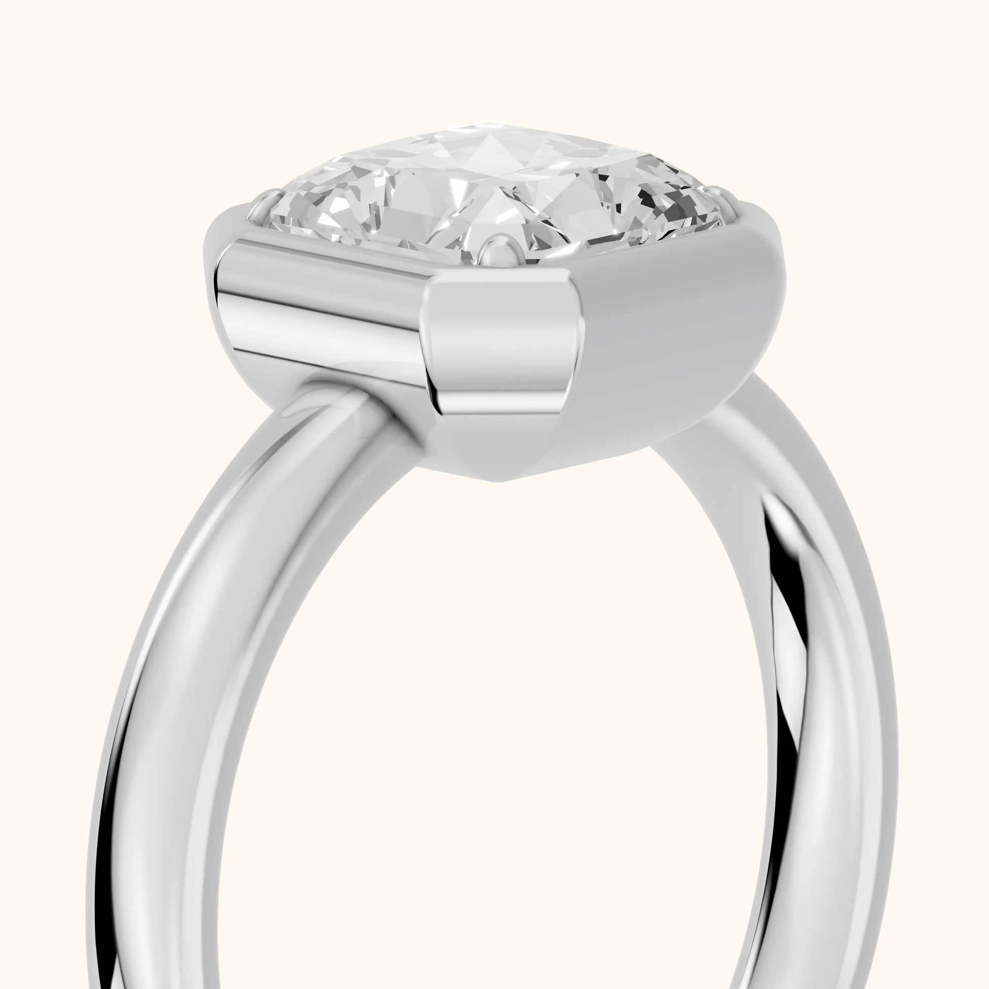 Alina Bezel Solitaire Radiant Diamond Ring in Silver - slant-view.webp
