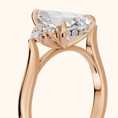 Anya Sidestone Cluster Pear Diamond Ring in Rose Gold - slant-view.webp