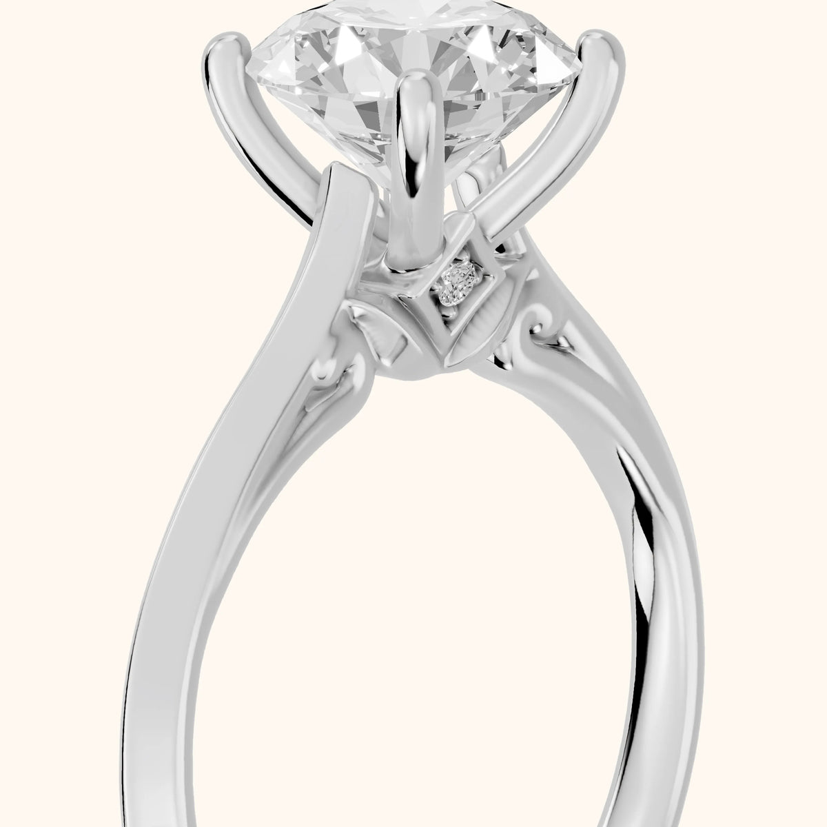 Isabel Knife Edge Round Diamond Engagement Ring in Platinum - slant-view.webp