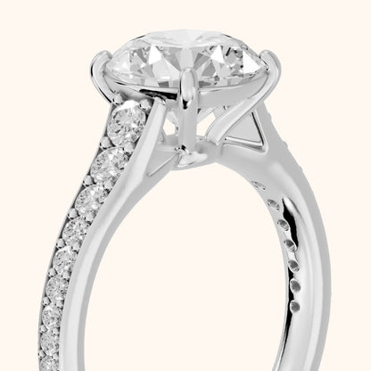 Linda Graduated Pavé Round Diamond Engagement Ring in Silver - slant-view.webp
