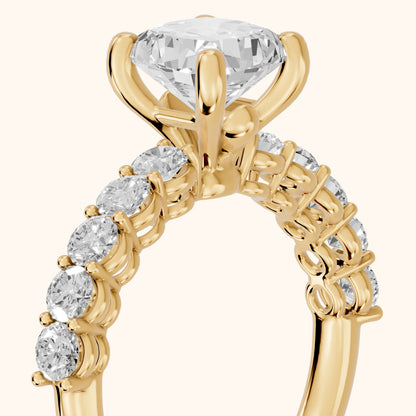 Sterling Statement Pavé Cushion Diamond Engagement Ring in Yellow Gold - slant-view.webp