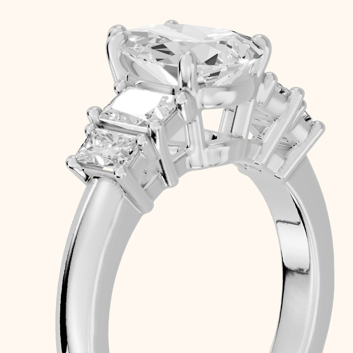 Desiree Graduated Five-Stone Pear Diamond Engagement Ring in Silver - slant-view.webp