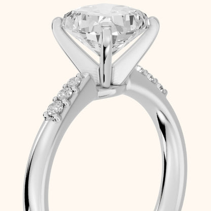 Eugenie Flush-Set Cushion Diamond Engagement Ring in Platinum - slant-view.webp