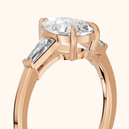 Winnie Three-Stone Pear Diamond Engagement Ring in Rose Gold - slant-view.webp
