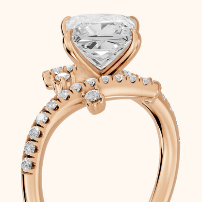 Agnes Bypass Pavé Princess Diamond Engagement Ring in Rose Gold - slant-view.webp