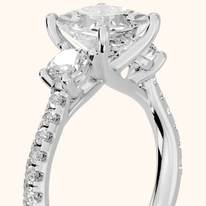 Sibyl Trellis Three-Stone Princess Diamond Engagement Ring in Silver - slant-view.webp