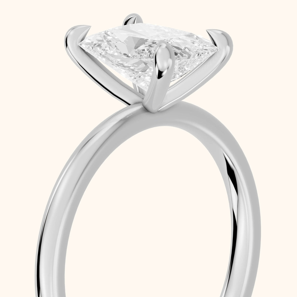 Nella Petite Solitaire Radiant Diamond Engagement Ring in Silver - slant-view.webp
