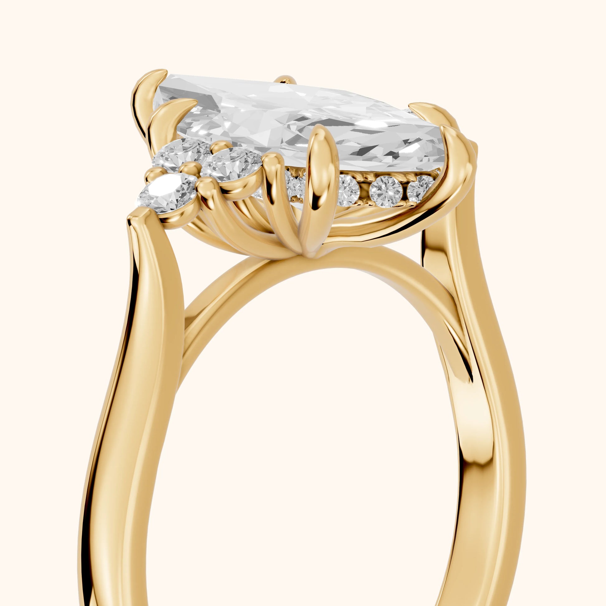Anya Sidestone Cluster Marquise Diamond Ring in Yellow Gold - slant-view.webp