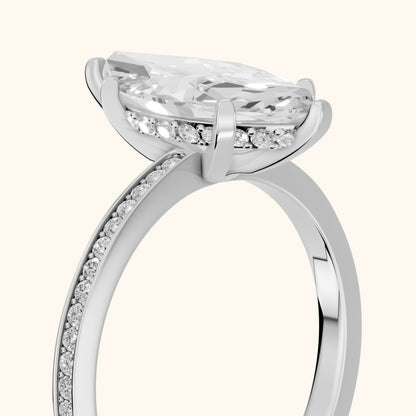 Naia Hidden Halo Marquise Diamond Ring in Platinum - slant-view.webp