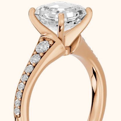 Calista Graduated Pavé Asscher Diamond Engagement Ring in Rose Gold - slant-view.webp