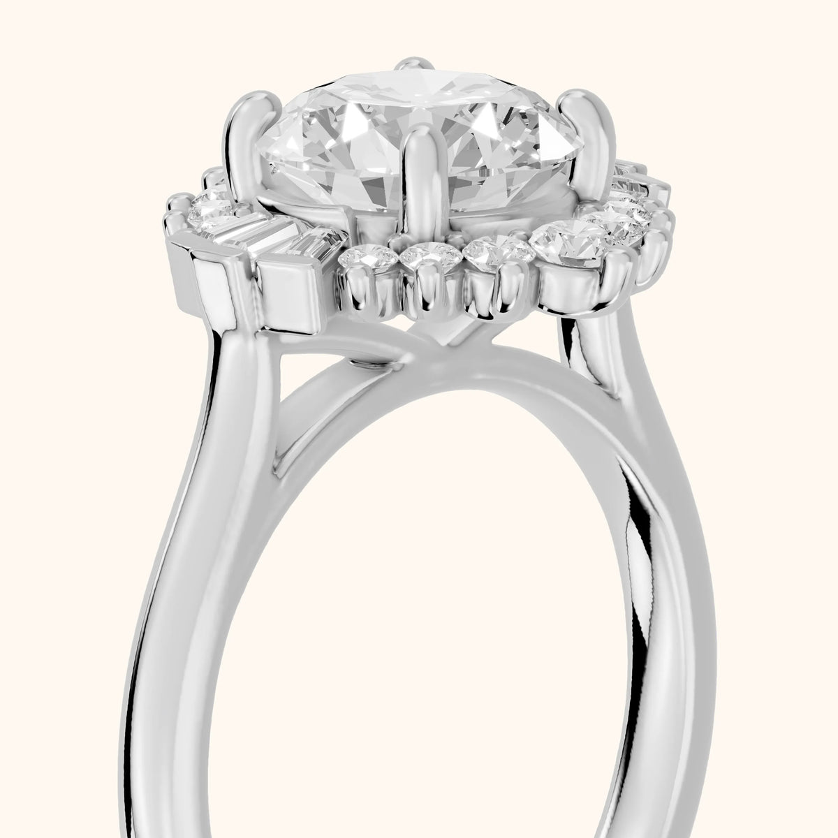 Marlow Ballerina Halo Round Diamond Engagement Ring in Silver - slant-view.webp