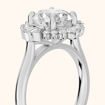 Marlow Ballerina Halo Round Diamond Engagement Ring in Silver - slant-view.webp