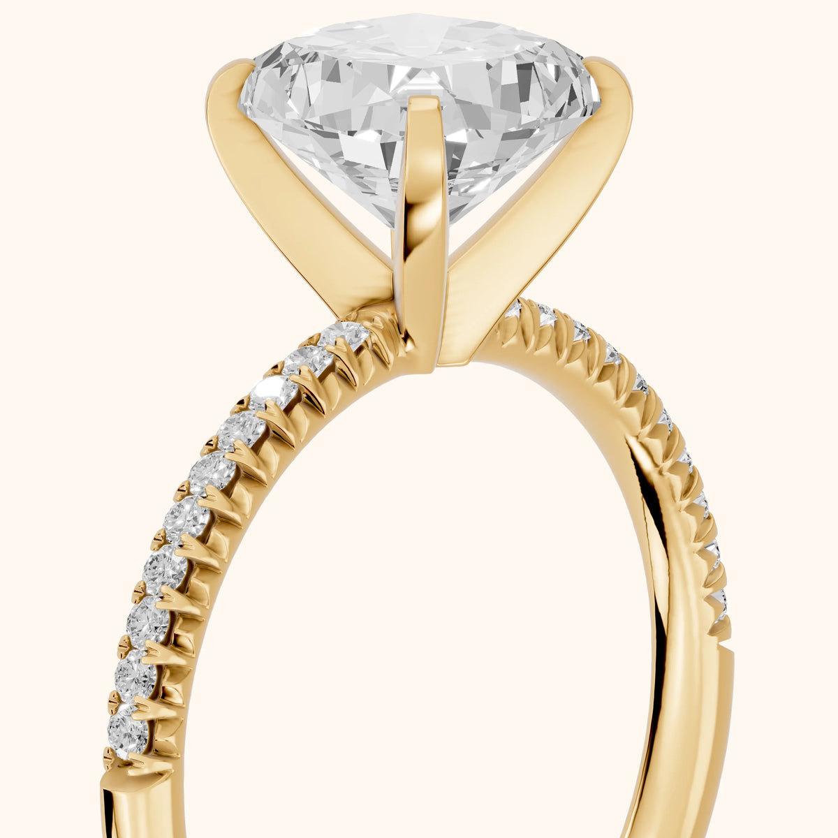 Ariel French Pavé Cushion Diamond Engagement Ring in Yellow Gold - slant-view.webp