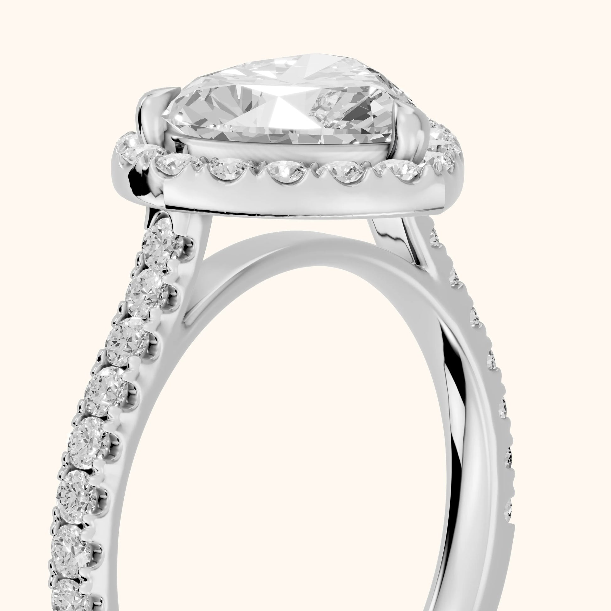 Amara Halo Claw Prong Heart Diamond Ring in Platinum - slant-view.webp