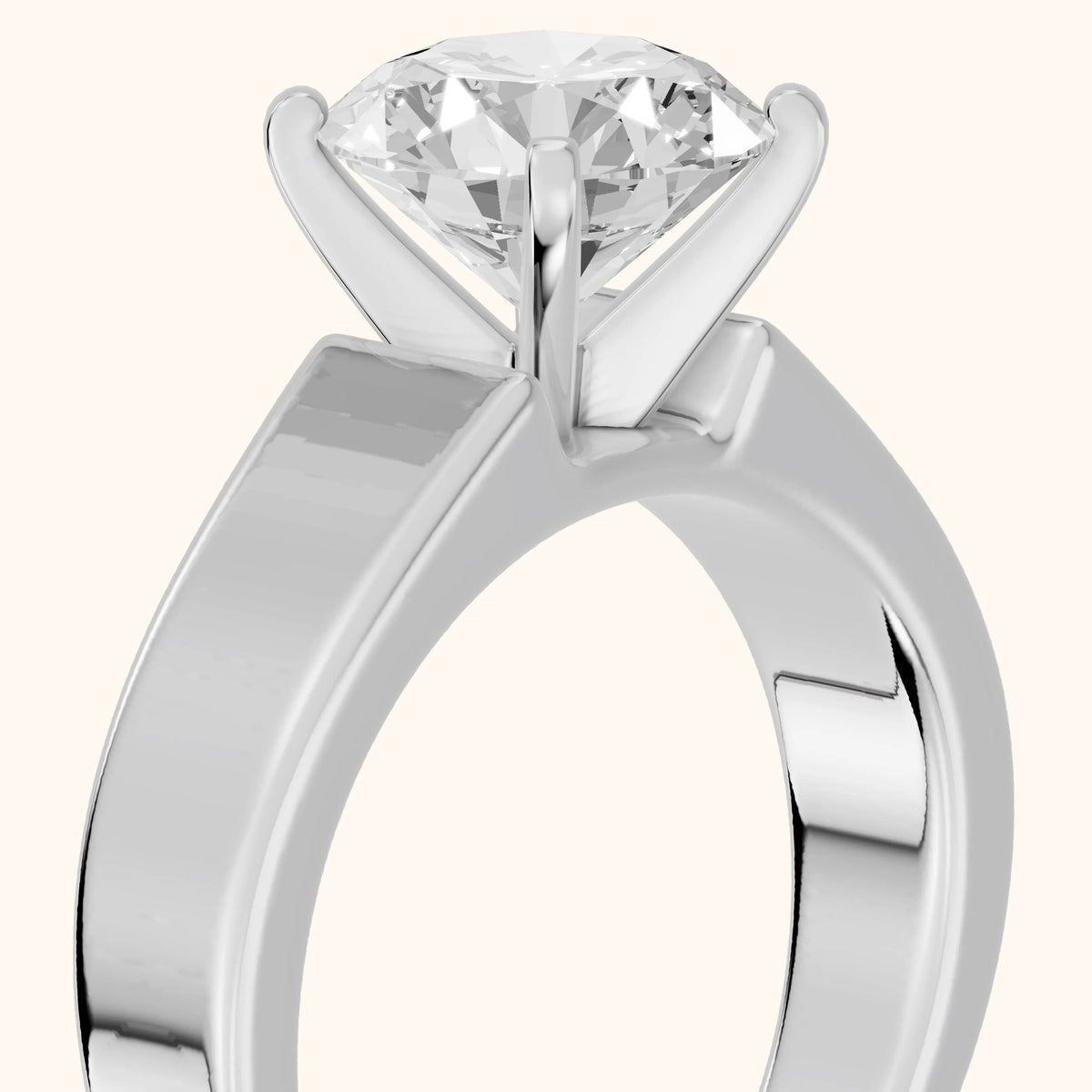 Susannah Wide Band Solitaire Round Diamond Engagement Ring in Silver - slant-view.webp