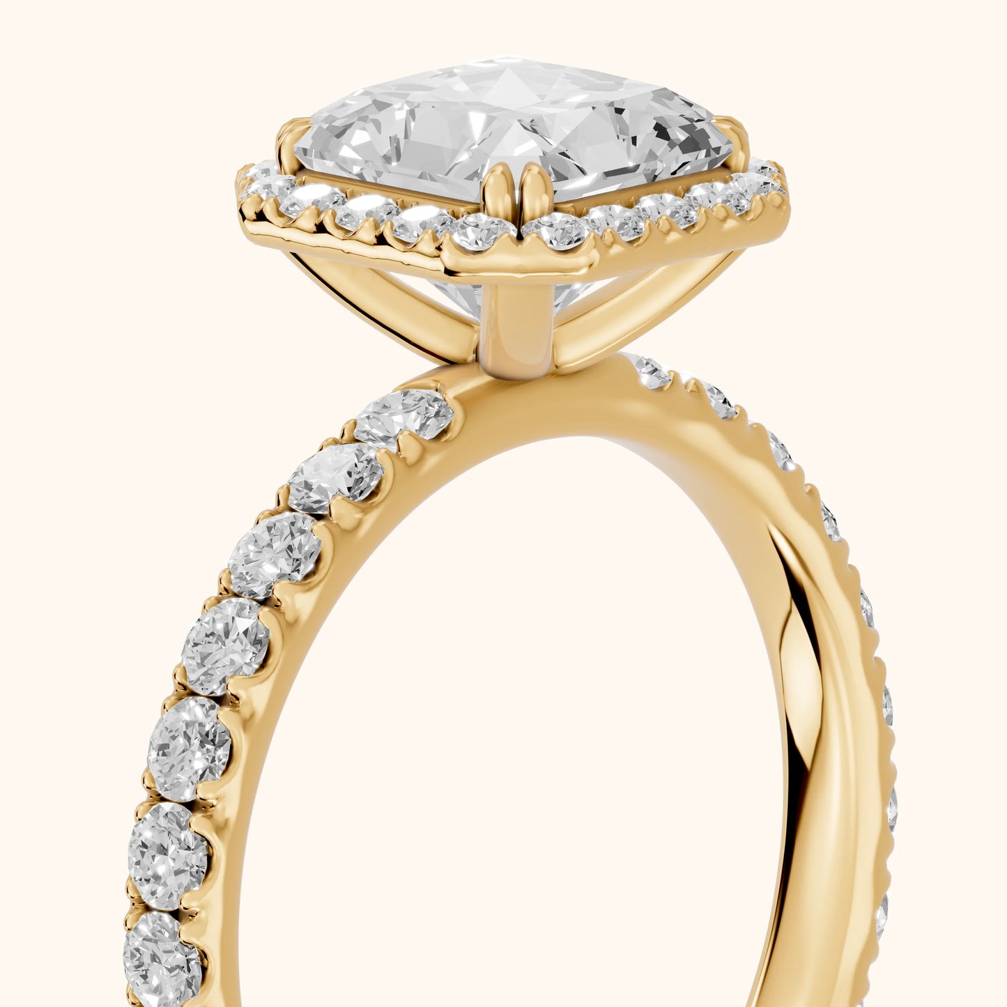 Chloe Halo Pavé Radiant Diamond Ring in Yellow Gold - slant-view.webp
