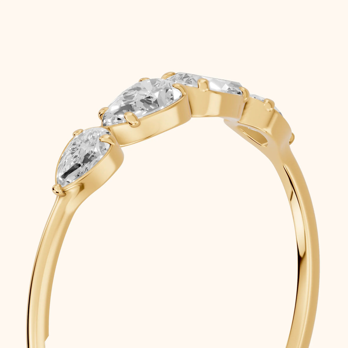 Samara Petite Pear Diamond Wedding Band in Yellow Gold - slant-view