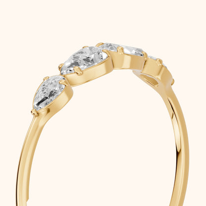Samara Petite Pear Diamond Wedding Band in Yellow Gold - slant-view