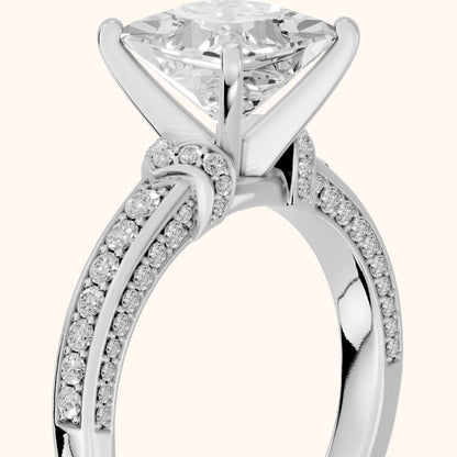 Anabelle Statement Pavé Princess Diamond Engagement Ring in Platinum - slant-view.webp