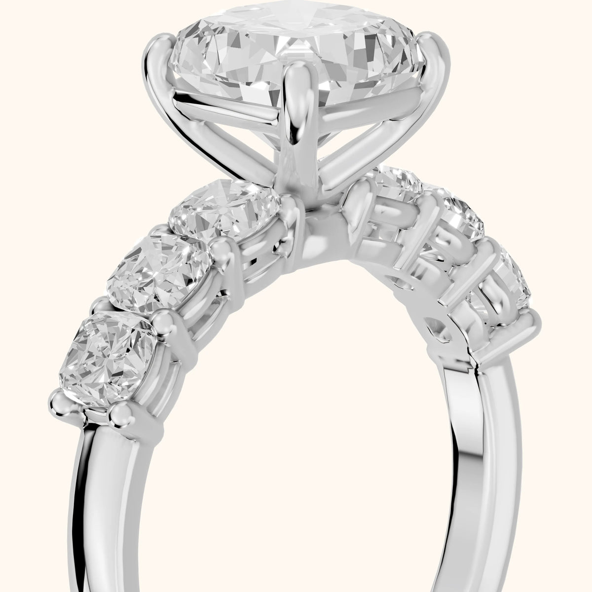 Leigh Statement Five-Stone Cushion Diamond Engagement Ring in White Gold - slant-view.webp