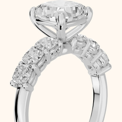 Leigh Statement Five-Stone Cushion Diamond Engagement Ring in White Gold - slant-view.webp