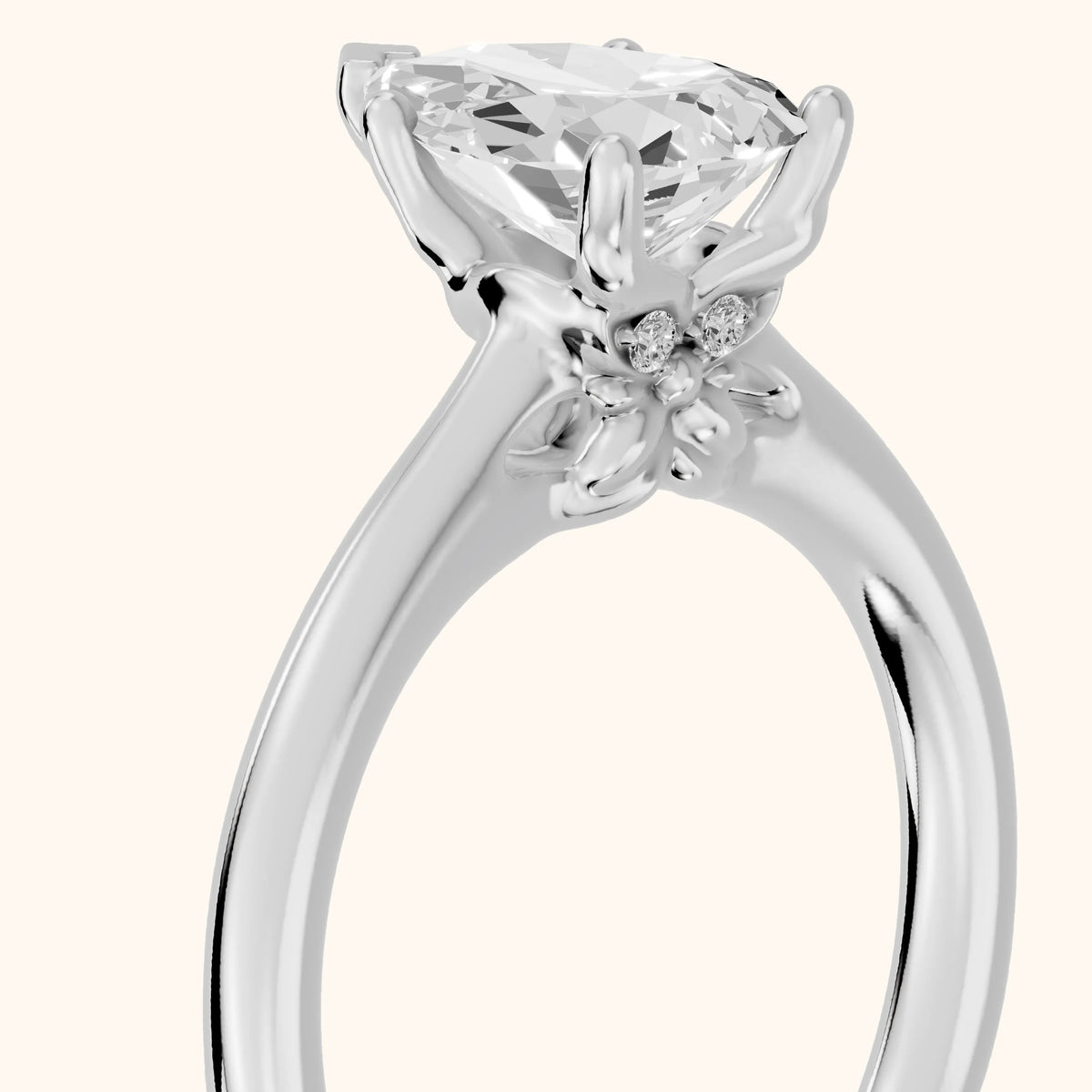 Benita Leaf Pear Diamond Engagement Ring in Platinum - slant-view.webp
