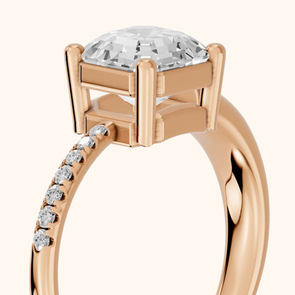 Rosie Solitaire Basket Asscher Diamond Engagement Ring in Rose Gold - slant-view.webp
