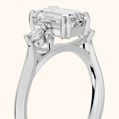 Cary Vine Cluster Emerald Diamond Engagement Ring in Silver - slant-view.webp