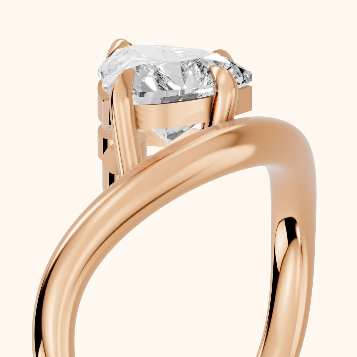Katherine East-West Bypass Heart Diamond Engagement Ring in Rose Gold - slant-view.webp