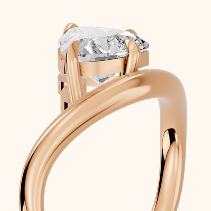 Katherine East-West Bypass Heart Diamond Engagement Ring in Rose Gold - slant-view.webp